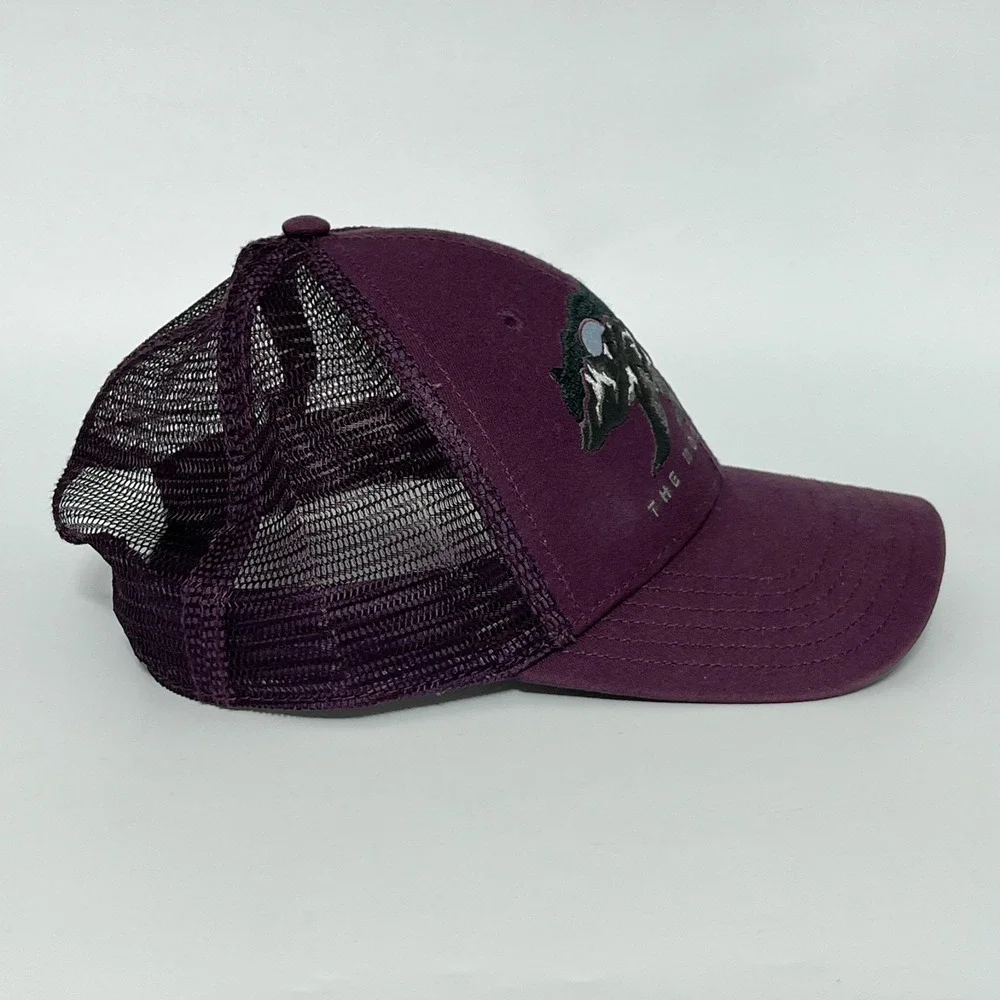 The North Face Embroidered Bear Trucker Hat Wine Snap Back Mesh